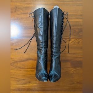 Manolo Blahnik heeled laced up tall boots